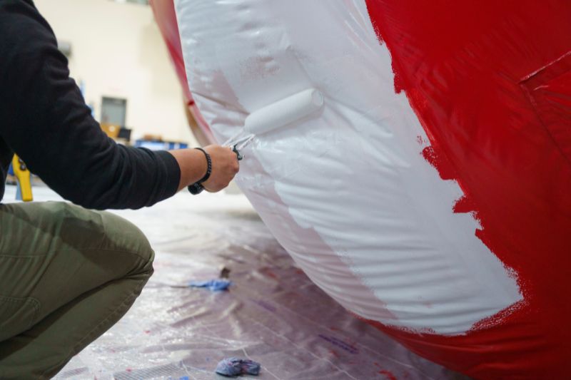 Sorcerer Mickey Macy's Parade balloon in progress