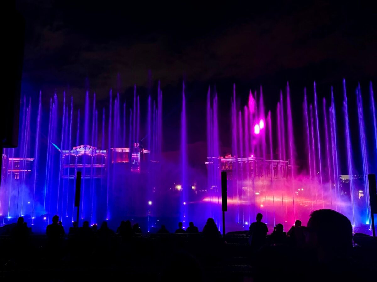 Starcourt Mall visuals during Stranger Things Hawkins Forever show Halloween Horror Nights 