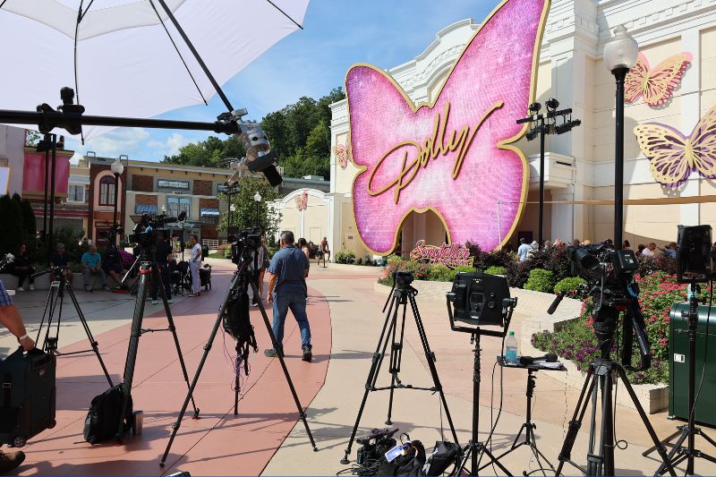 Television equipment from media at Dollywood the day after her death