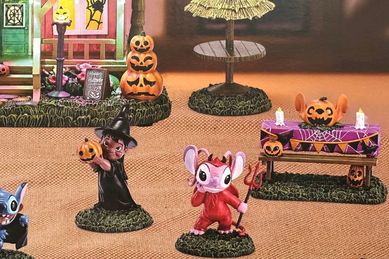 Disney Stitch Halloween Village at BJ's Wholesale Club box zoomed in on Angel