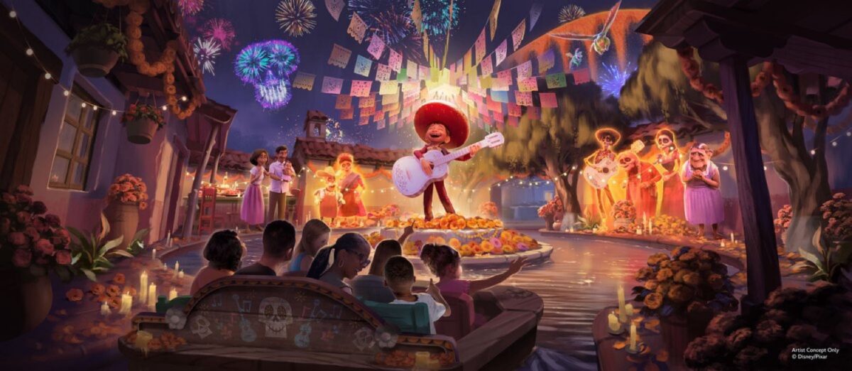 concept art for coco ride coming to disney california adventure
