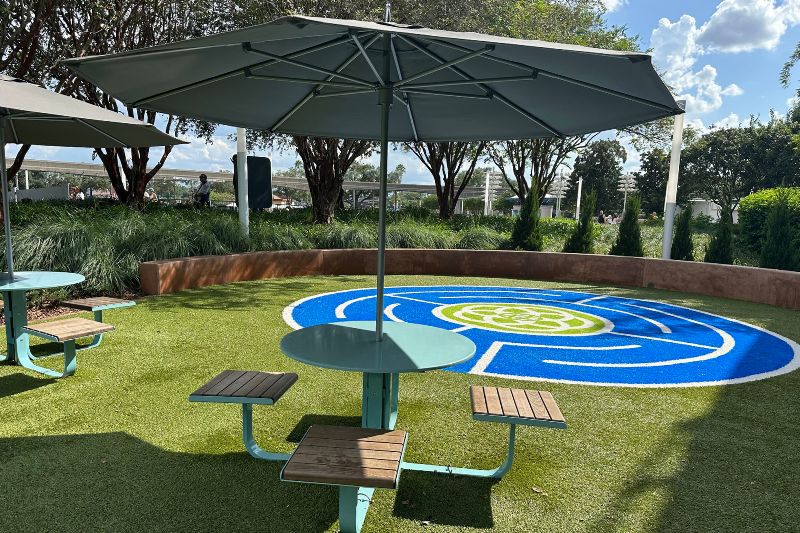 New seating and shade at Epcot playground