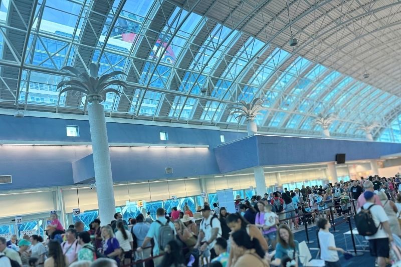 Disney Cruise Line terminal Port Canaveral waiting to embark on Disney Wish