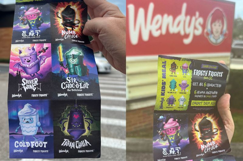 2026 Wendy's Boo Book unfolded in front of sign