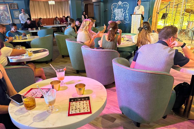 Disney Bingo card on table at Hurly-Burly - Disney's BoardWalk