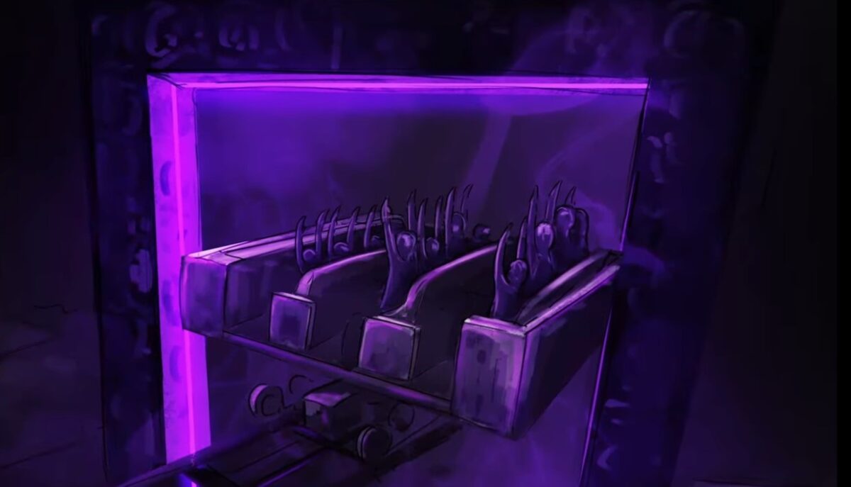 Escape the Nether roller coaster ride vehicle visualization