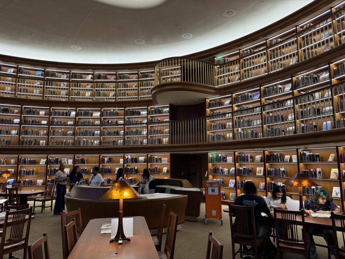 The research library at the Lucas Museum of Narrative Art