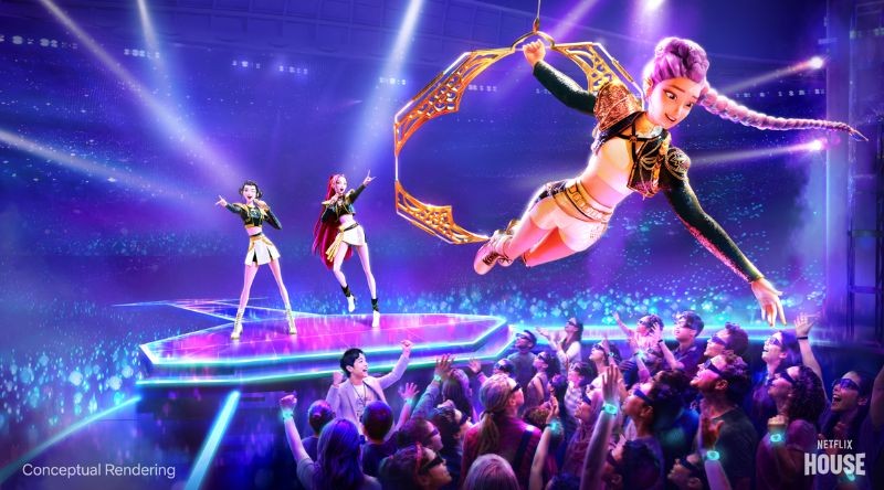 KPop Demon Hunters The Immersive Experience stage scene with HUNTRX characters