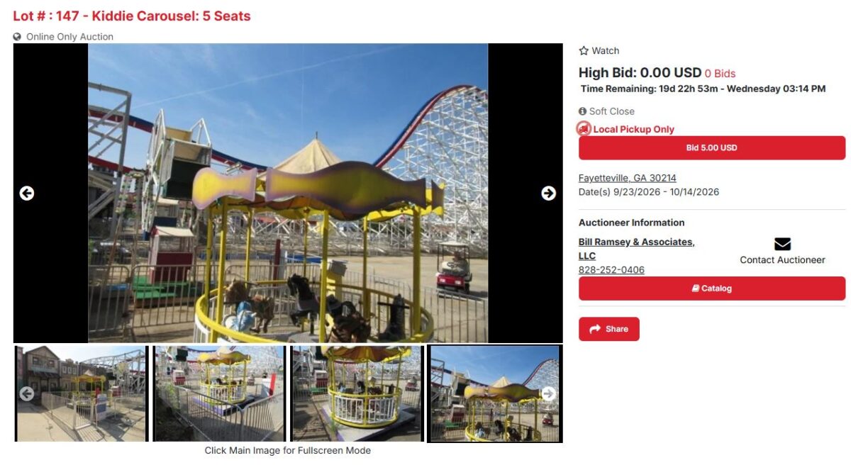 kiddie carousel auction Screenshot captured on Sept. 24, 2026