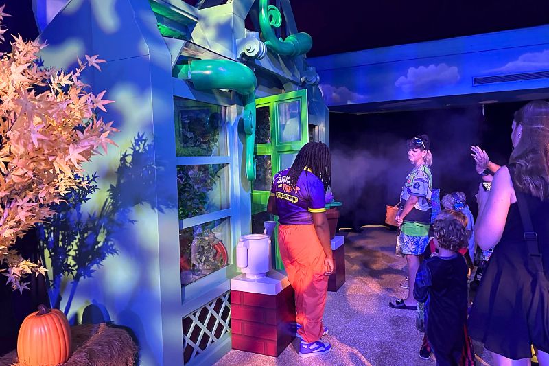 kids gather at Plant Monster greenhouse Brick or Treat Street Legoland Florida 