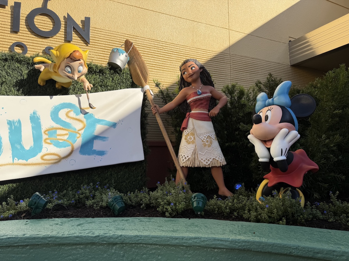 Statues of Lost Boy, Moana, and Minnie Mouse