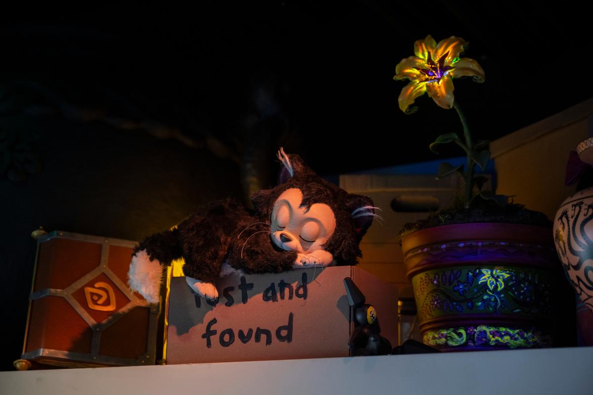 Promotional photo of lost and found box with Disney animation movie props