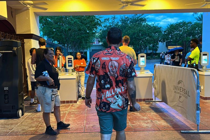 Walking into exclusive hotel guest entrance for Halloween Horror Nights 2026 