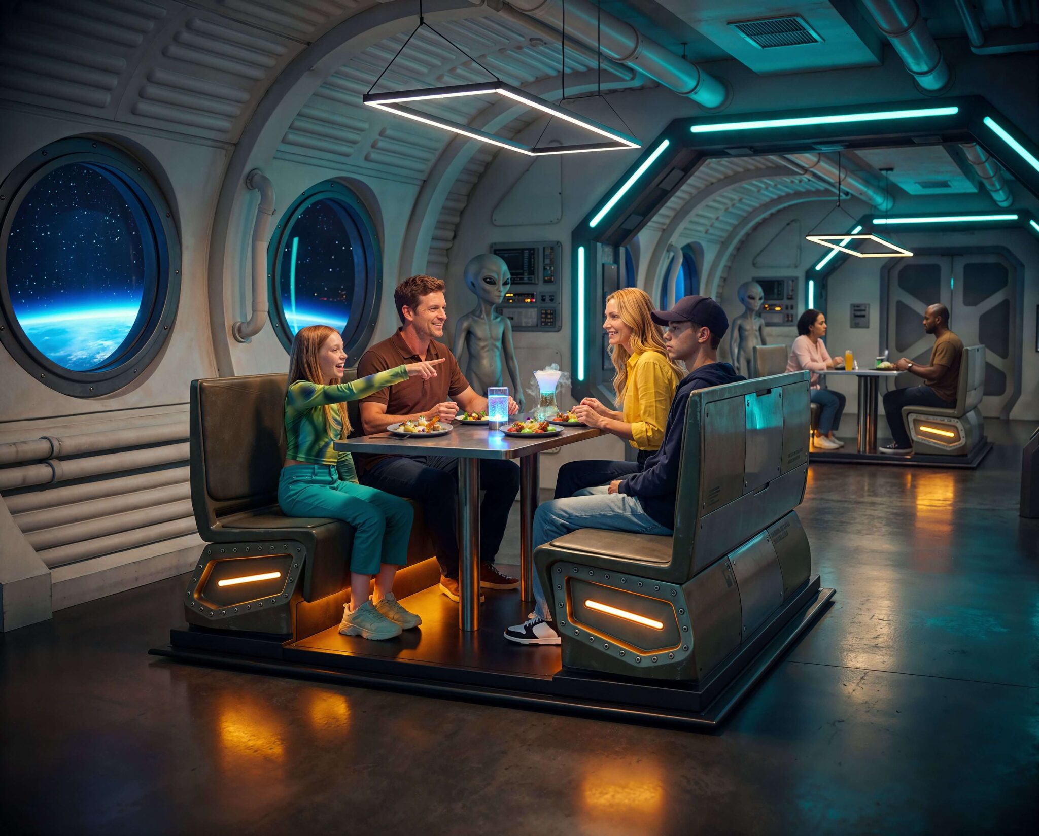 eatX alien dining dark ride concept