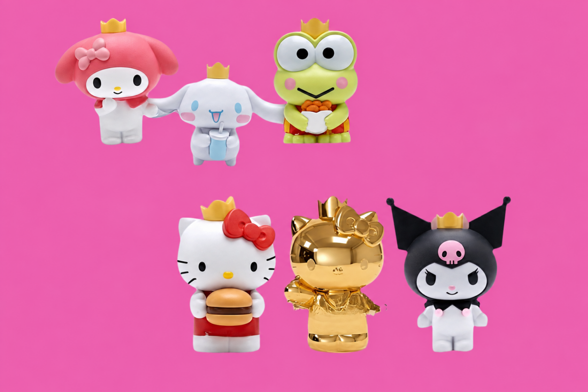 hello kitty burger king toys mock up with creating imaging