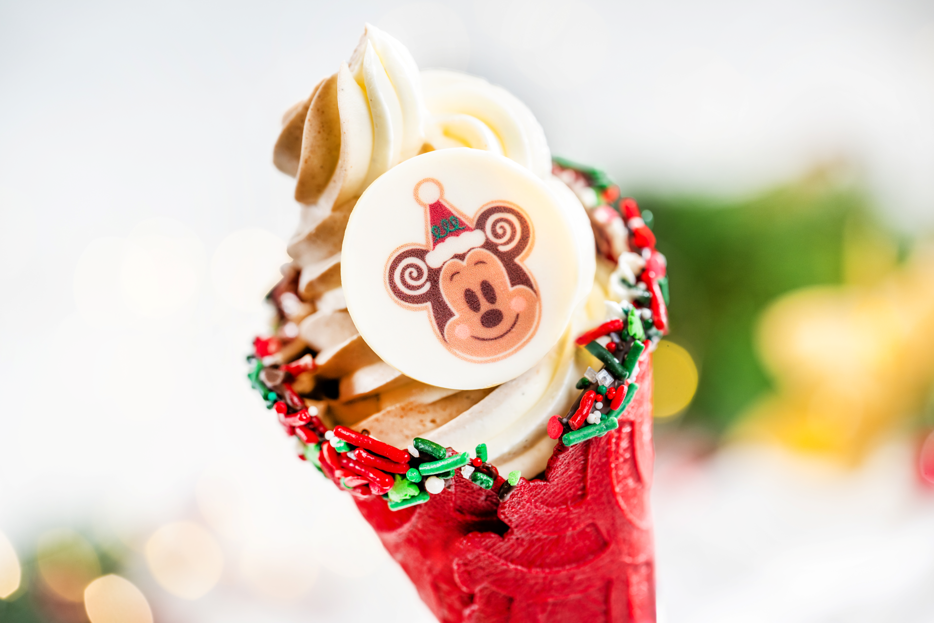 Gingerbread Mickey soft serve ice cream Cone