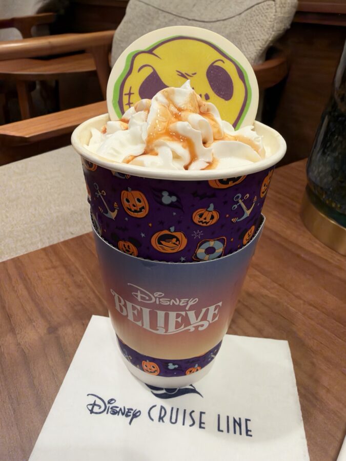 Halloween on the High Seas Cove Cafe Pumpkin King drink on Disney Wish