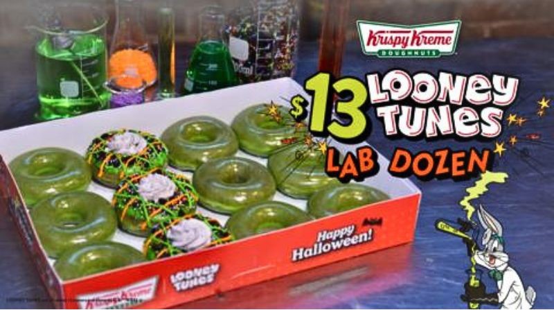 Krispy Kreme Halloween doughnuts green looney tunes lab dozen
