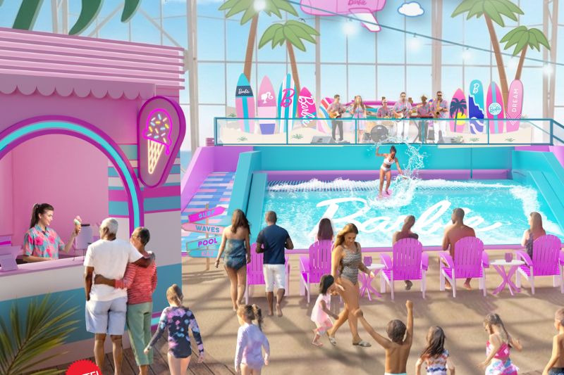 Mattel Wonder Barbie waterslide and bar concept left zoom