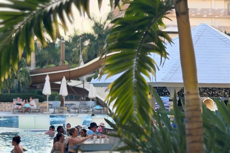 Sonesta Maho Beach swim up bar and water slides