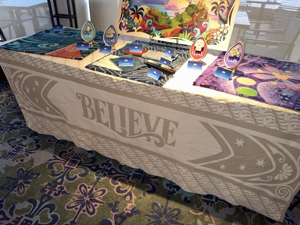 Stateroom mail clips fabric samples Disney Believe reveal cruise