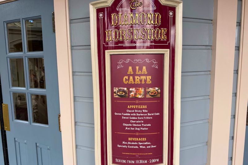 The Diamond Horseshoe entrance preview menu 